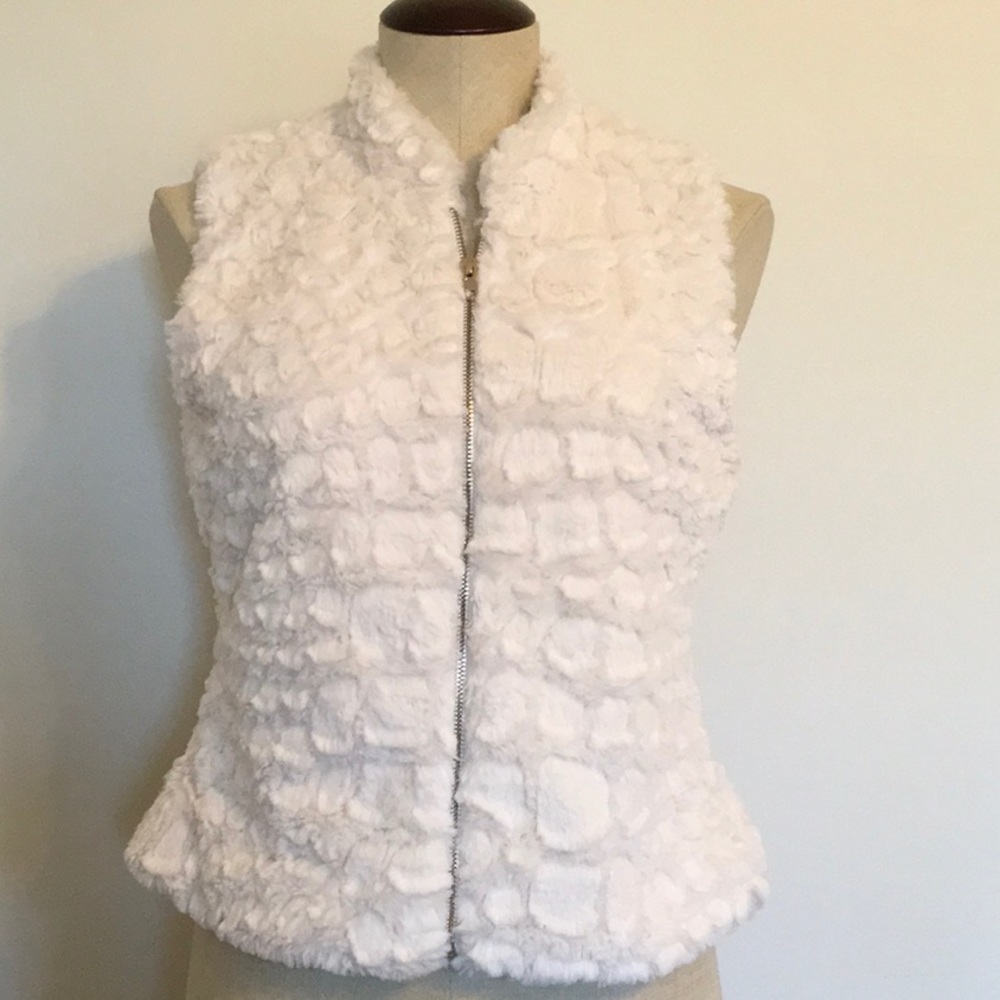 Kate Rosy Petite Faux Shearling Zip Up Vest SzPS